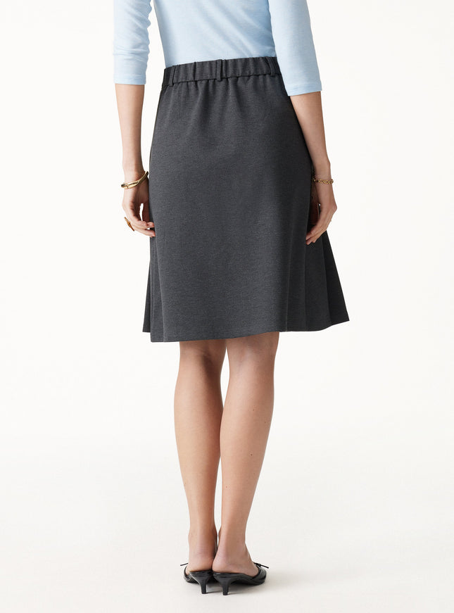 Ponte High-Rise Tucked Knee-Length Skirt