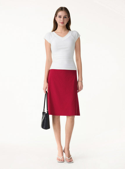 Stretch Cotton Polka Dot A-Line Flare Skirt Limited Edition