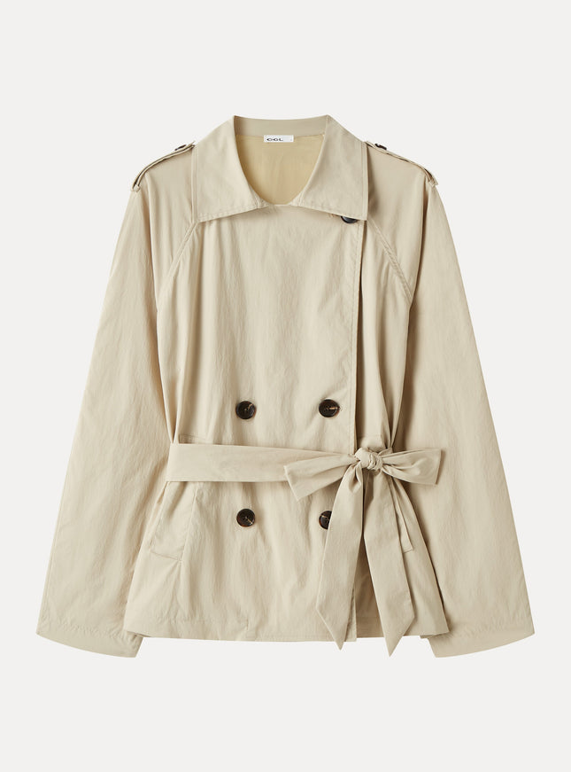 Packable Water-Repellent Peak Collar Trench Jacket with Pockets