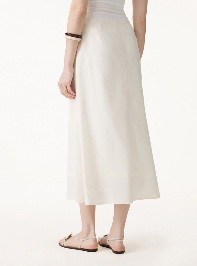 2Pcs Set Boatneck Waist-Defined Top & Maxi Flared Pull-On Skirt