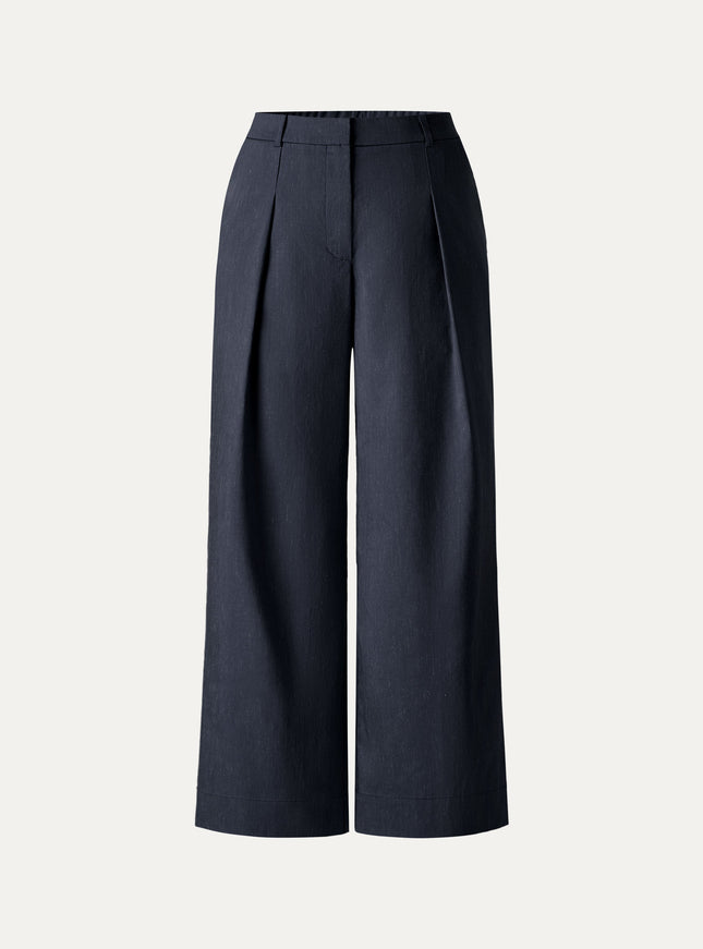 Linen Cropped Wide Leg Pants
