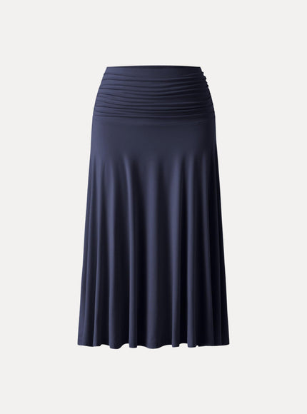 Flowy Side Ruched A-line Midi Skirt