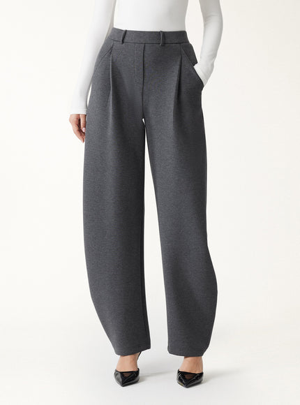 Cozy Knit Mid Rise Barrel Leg Pull-on Pants